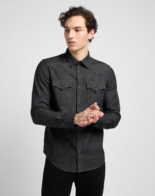 Mens Western Shirt - Black, Medium 