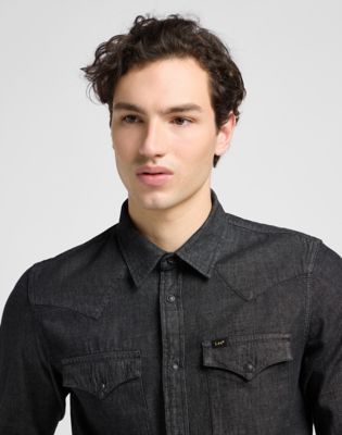 Regular Western Shirt in Washed Black