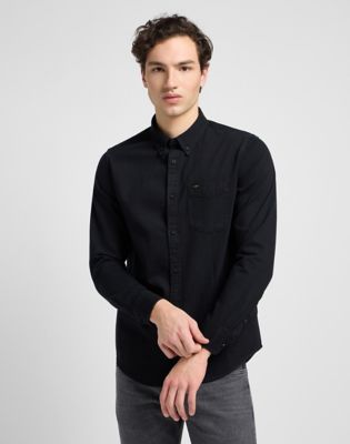 Mens black button shop down dress shirt