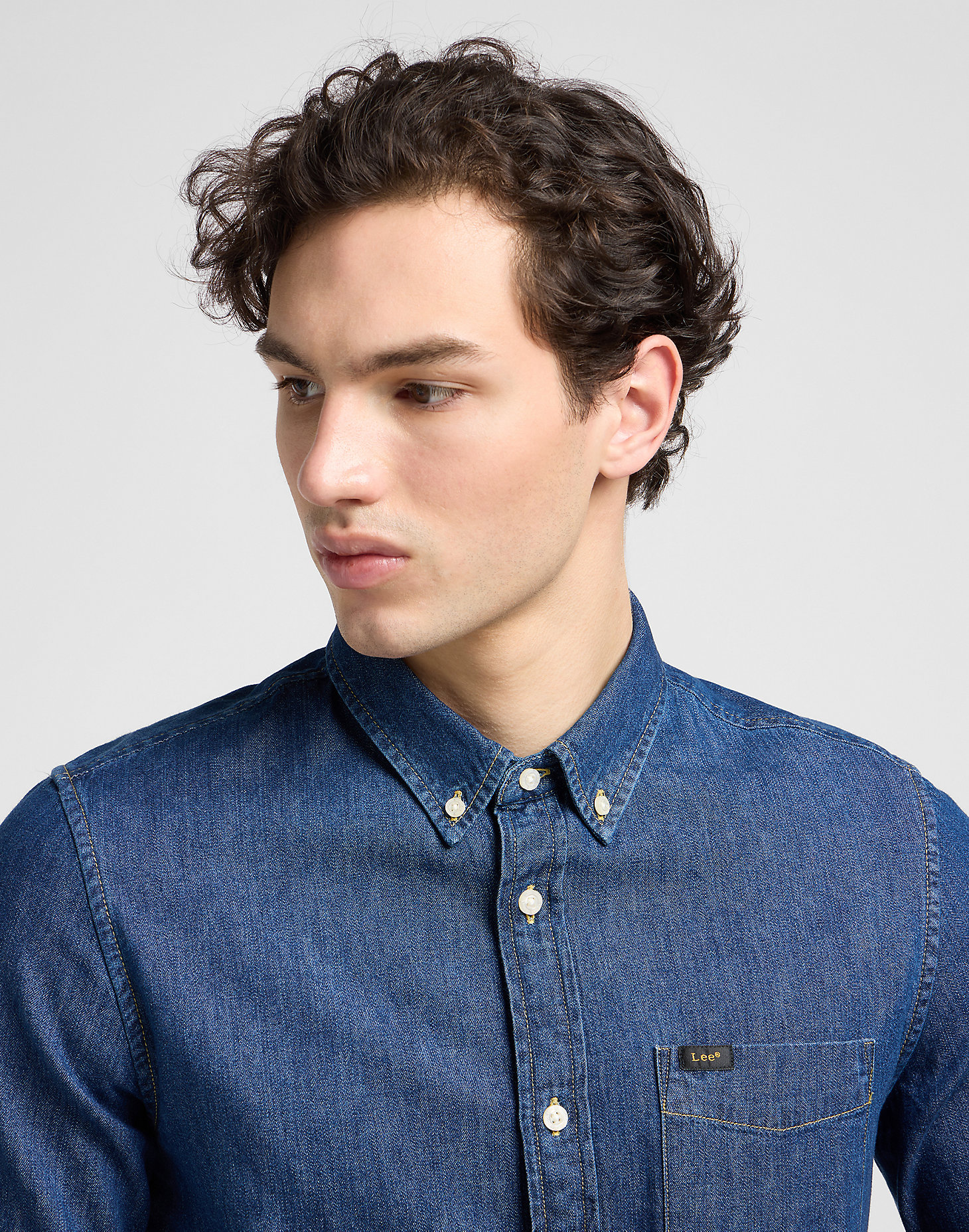 Button Down Shirt in Mid Stone alternative view 4