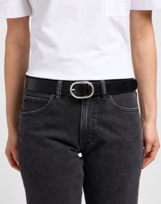 Wide Leather Belt in Black