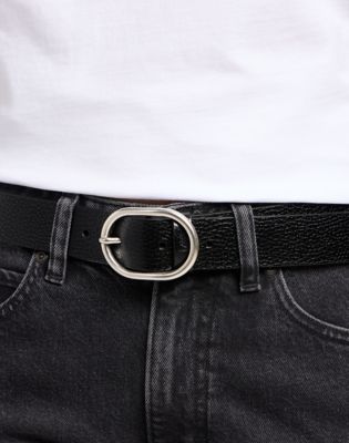 Wide Leather Belt in Black alternative view 2