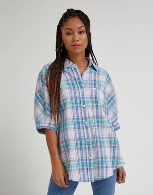 Relaxed One Pocket Shirt in Plum