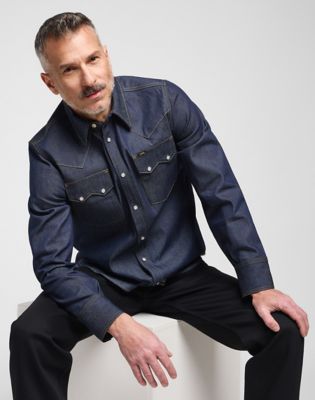 Men's Lee 101 Western Shirt in Dry Indigo