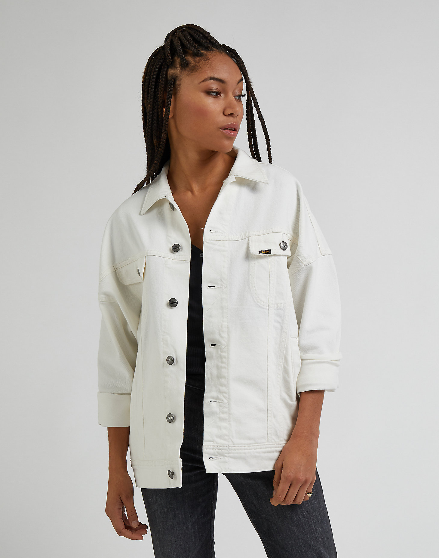 Trucker Jacket in Marble White main view