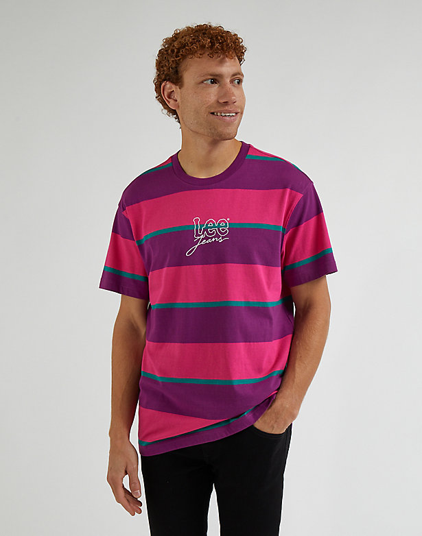 80's Relaxed Stripe Tee in Disco