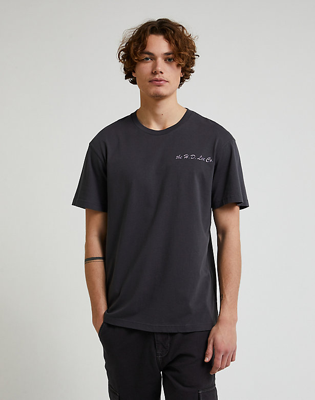 90s Relaxed Graphic Tee in Washed Black