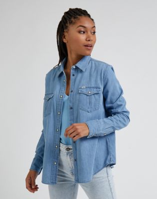 Regular Western Shirt in Blue Media