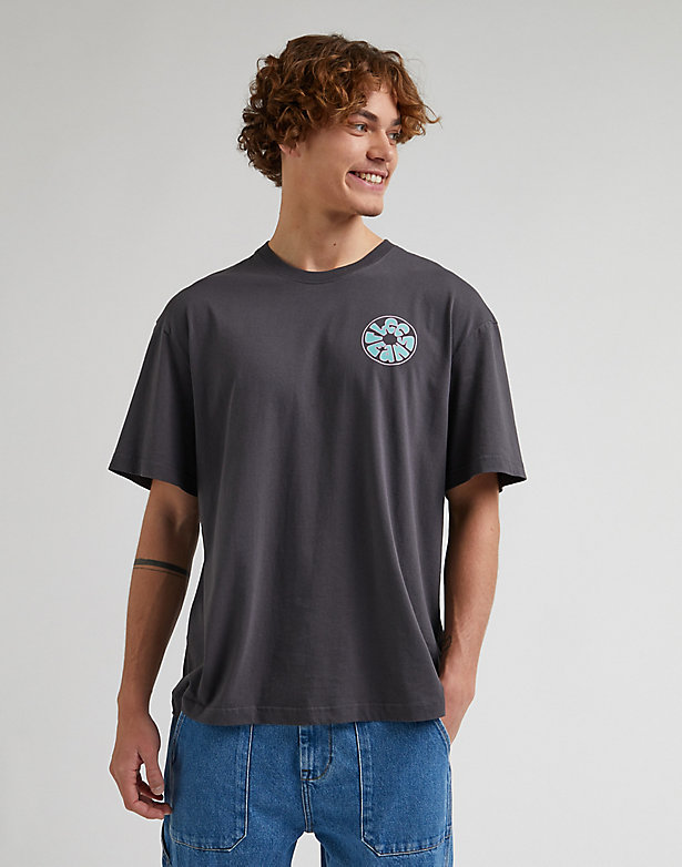 70's Loose Graphic Tee in Washed Black