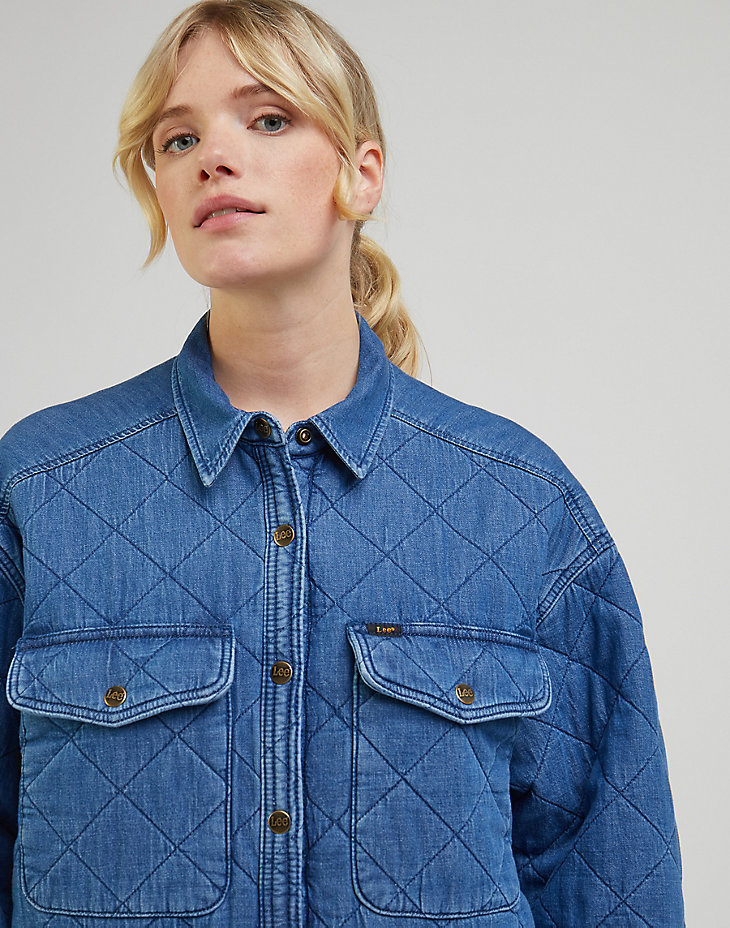Quilted Overshirt in Mid Cascade alternative view 4