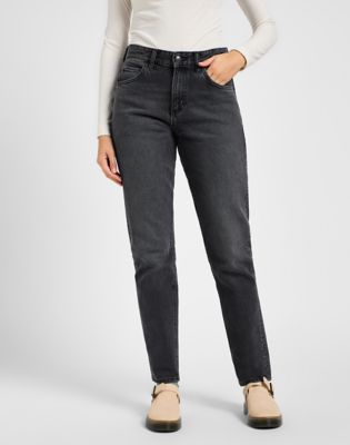 Pantalón de mezclilla de mujer corte recto rider negro