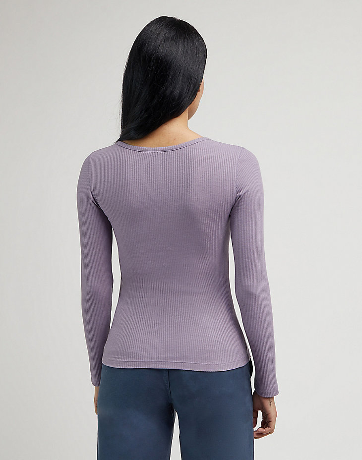 Ribbed Long Sleeve Henley in Jazzy Purple alternative view