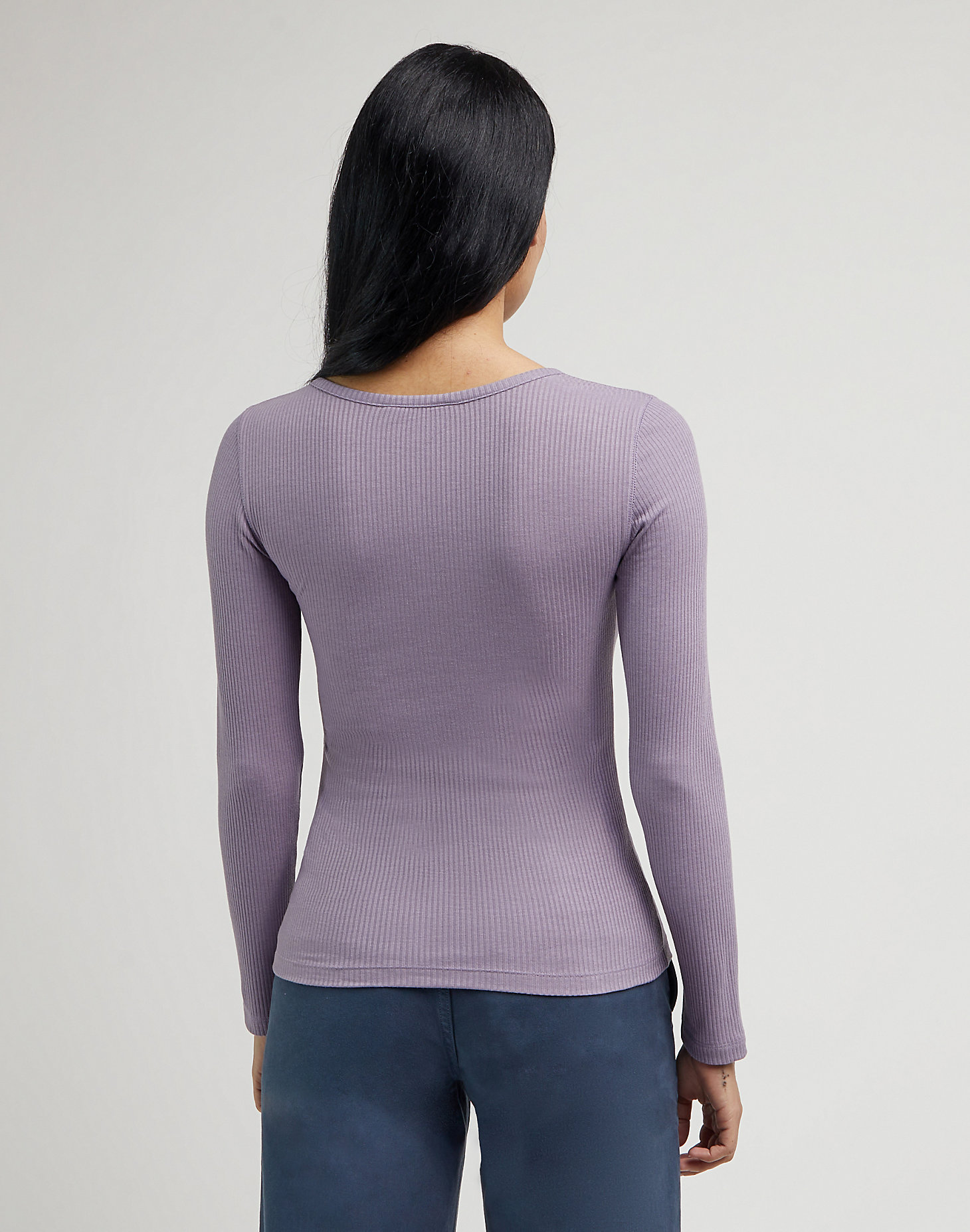 Ribbed Long Sleeve Henley in Jazzy Purple alternative view 1