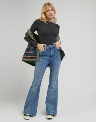 Long Sleeve Slim Boat Neck Tee in Charcoal alternative view 2