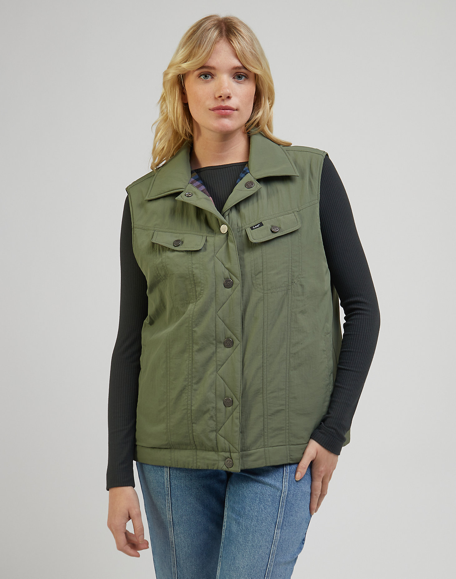 Padded Rider Vest in Olive Grove main view