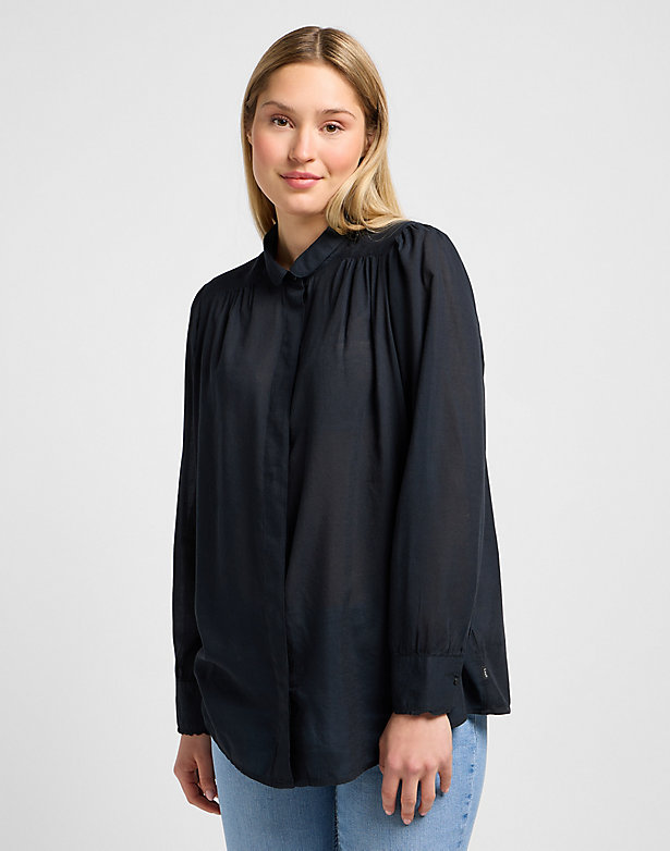 Shirred Blouse in Unionall Blk