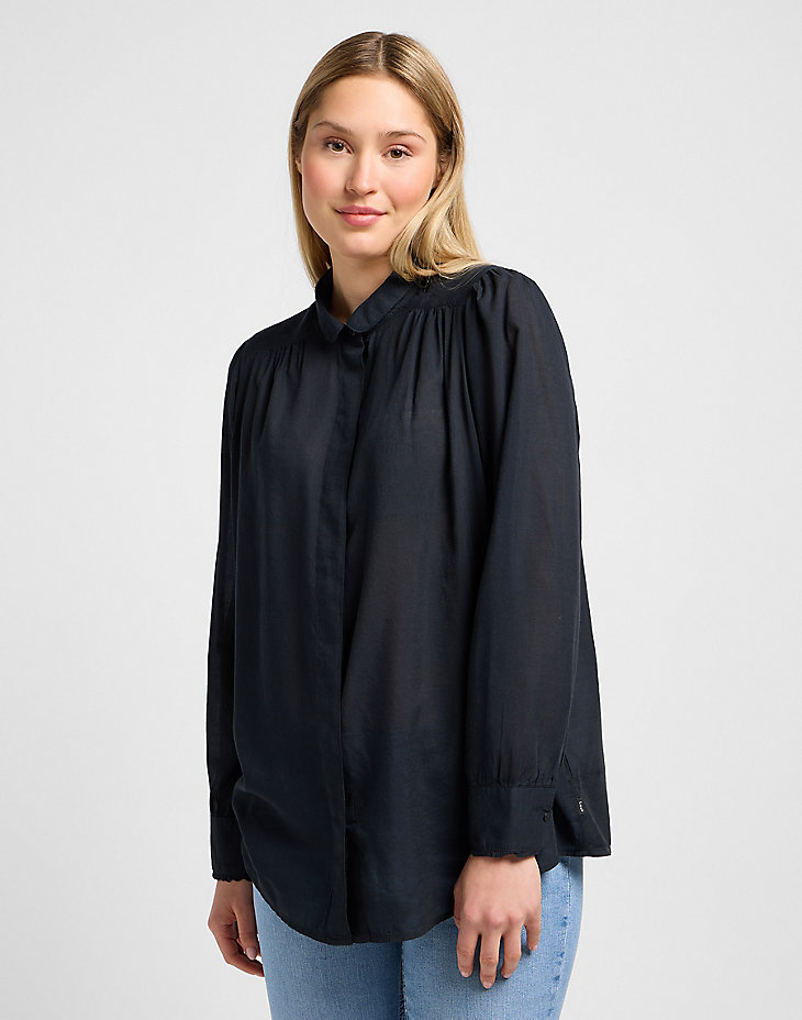 Shirred Blouse in Unionall Blk main view