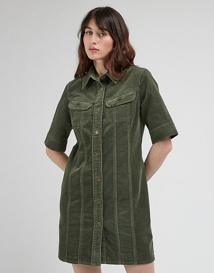 Rider Shirt Dress in Olive Grove main view