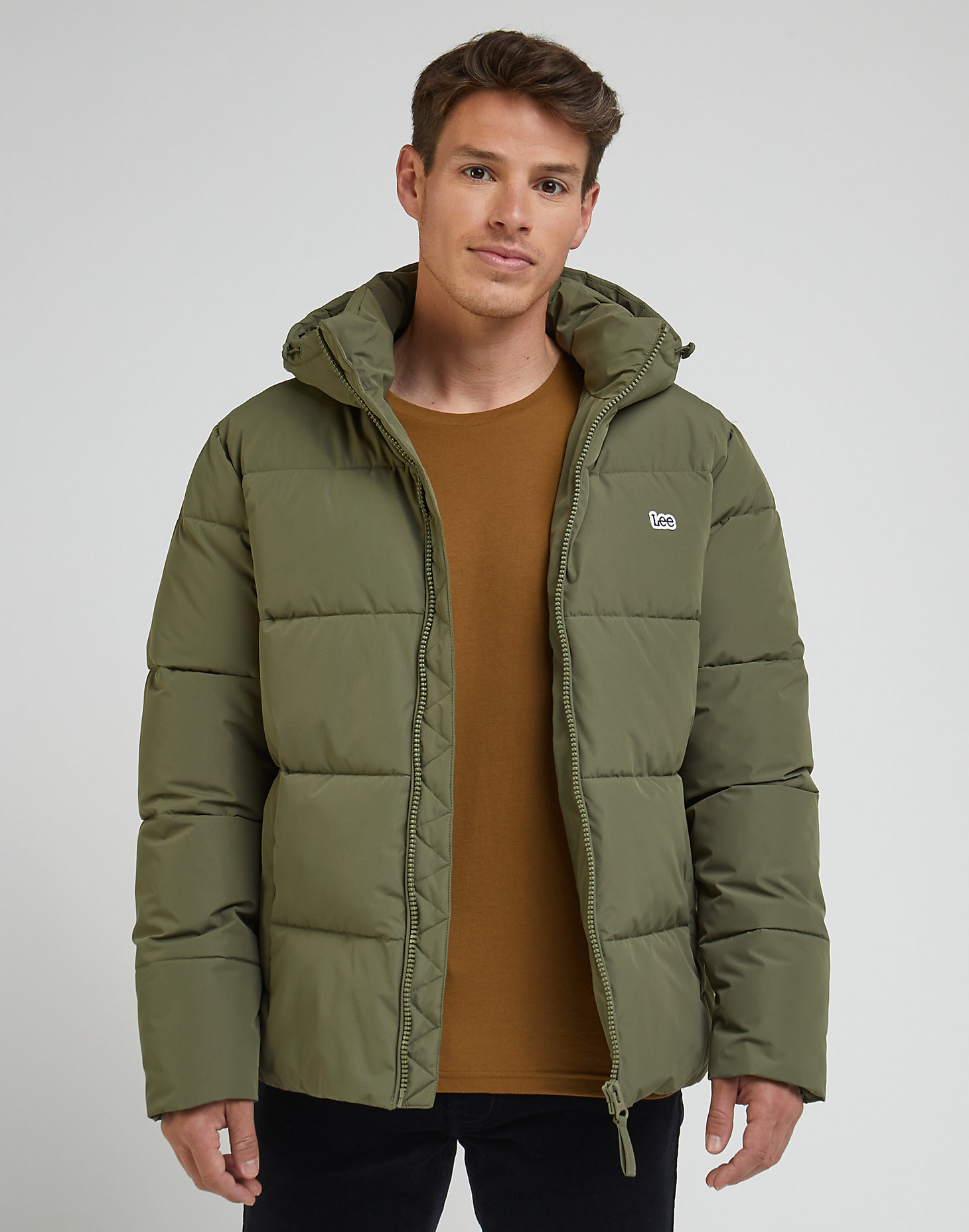 Puffer Jacket in Olive Grove main view