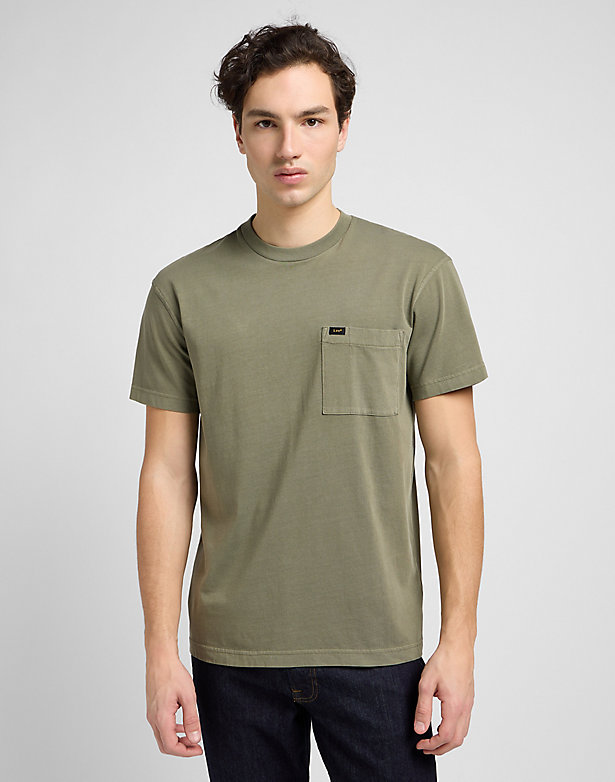Relaxed Pocket Tee in Olive Grove