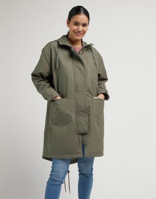 Micro m utility outlet lens parka long jacket