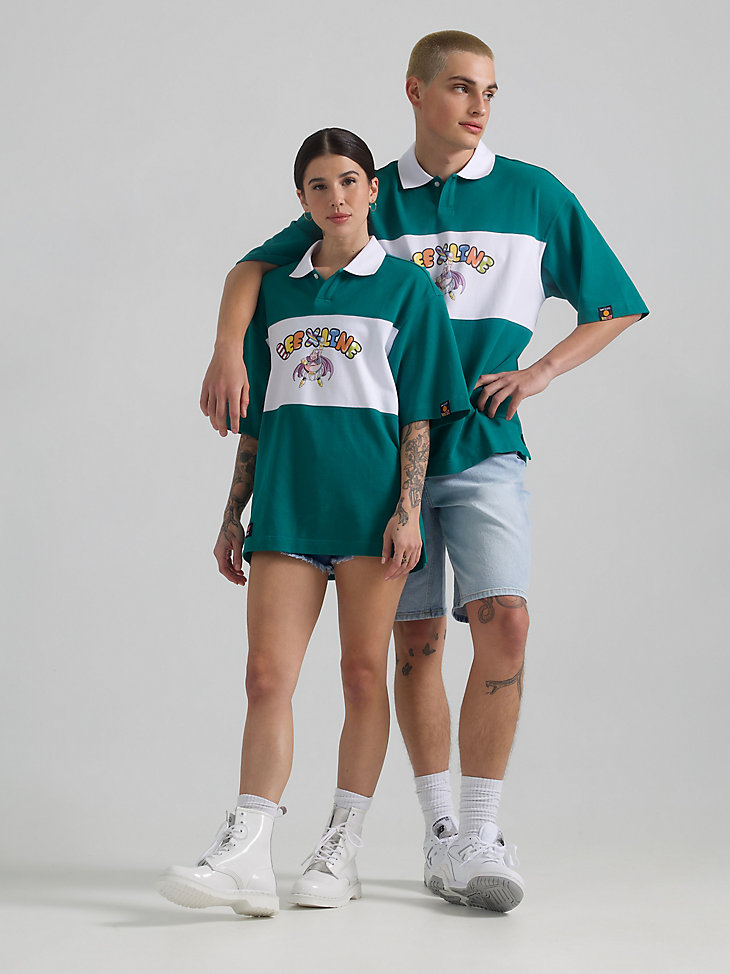 Unisex Lee and Dragon Ball Z Fat Buu Polo in Teal Green main view