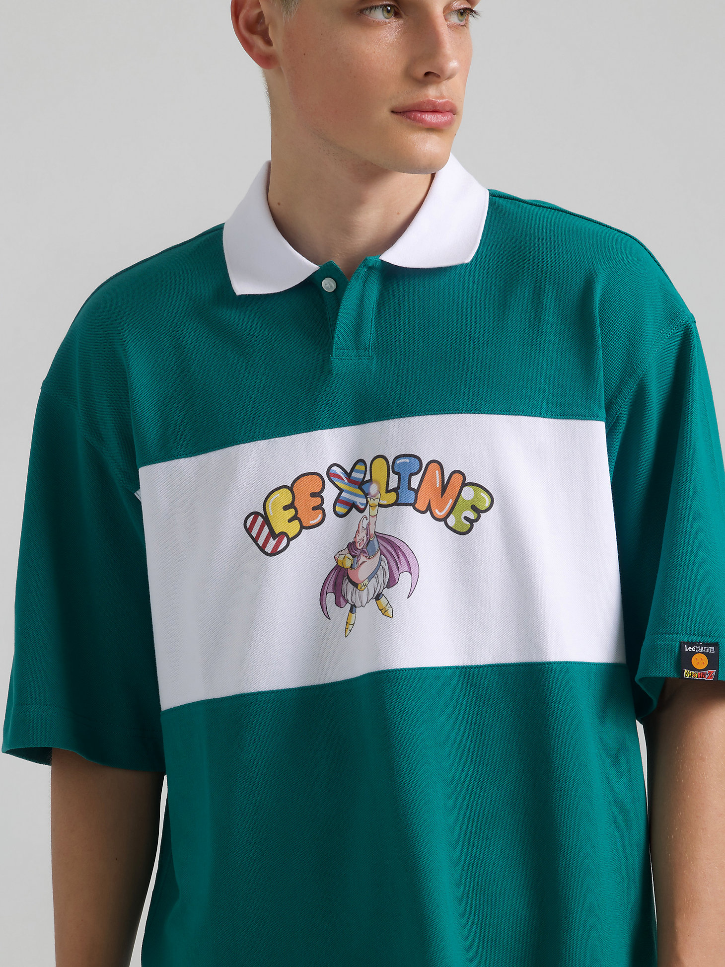 Unisex Lee and Dragon Ball Z Fat Buu Polo in Teal Green alternative view 4