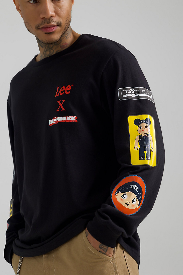 Men’s Lee x BE@RBRICK Relaxed Fit Long Sleeve Tee in Washed Black alternative view 2
