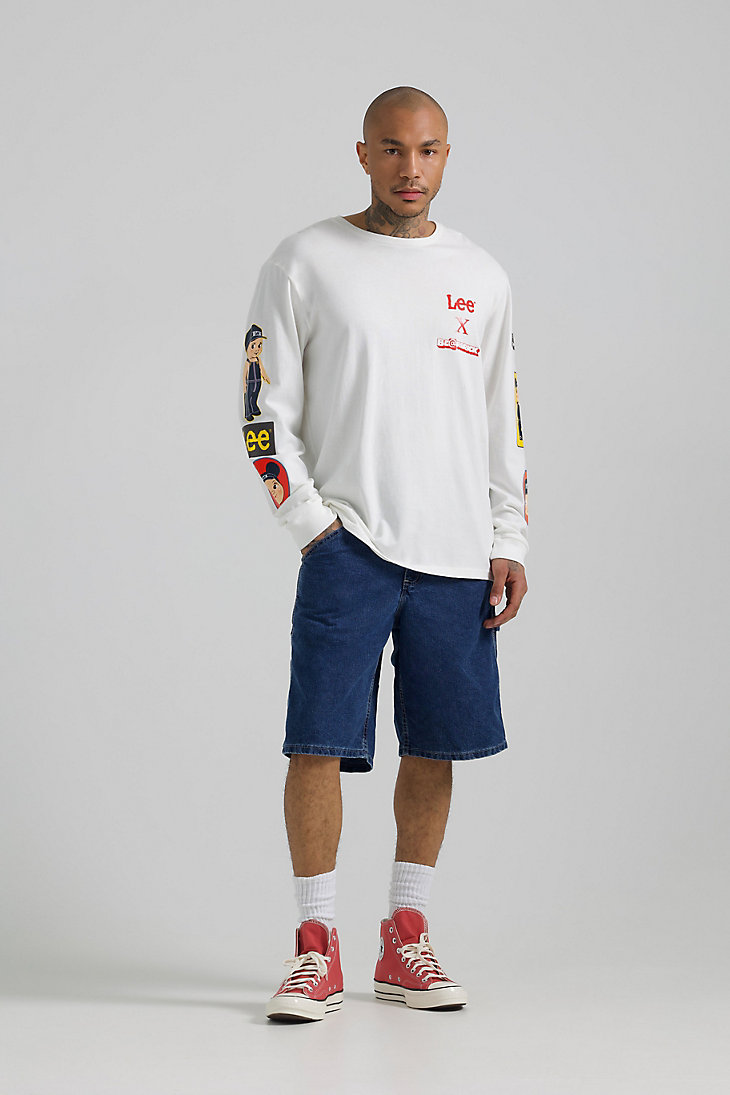 Men’s Lee x BE@RBRICK Relaxed Fit Long Sleeve Tee in Marshmallow alternative view