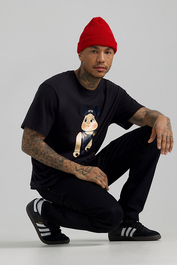 Men's Lee x BE@RBRICK Buddy Lee Relaxed Fit Tee in Washed Black alternative view 2