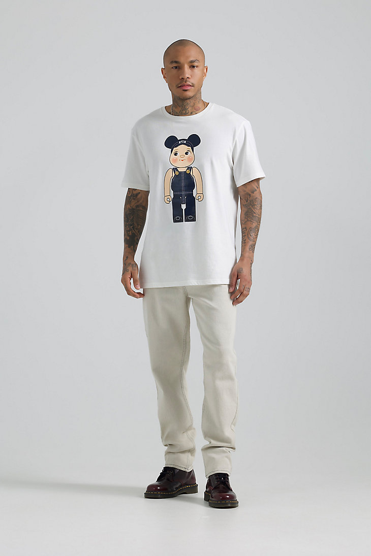 Men's Lee x BE@RBRICK Buddy Lee Relaxed Fit Tee in Marshmallow main view