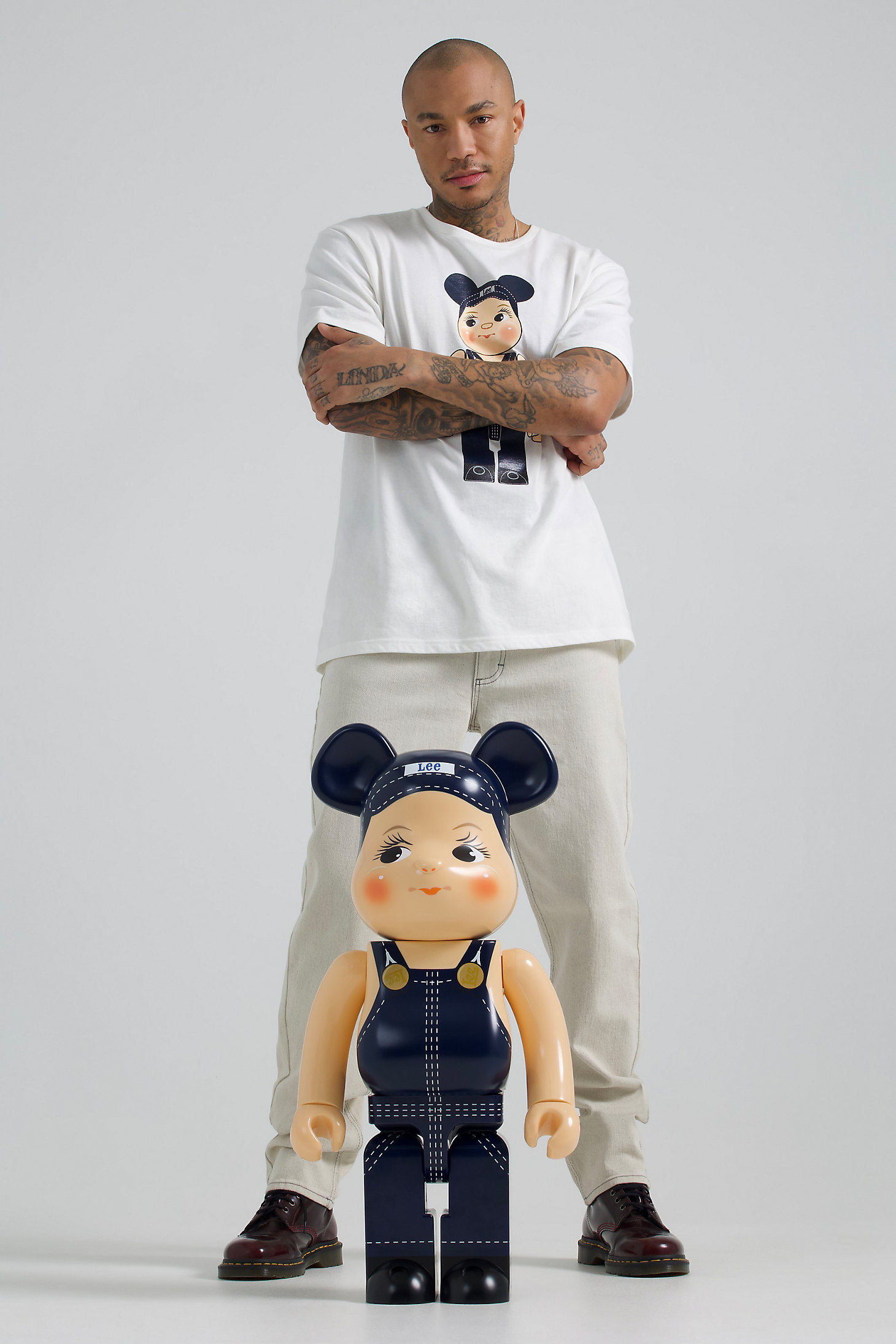 Men's Lee x BE@RBRICK Buddy Lee Relaxed Fit Tee in Marshmallow alternative view 1