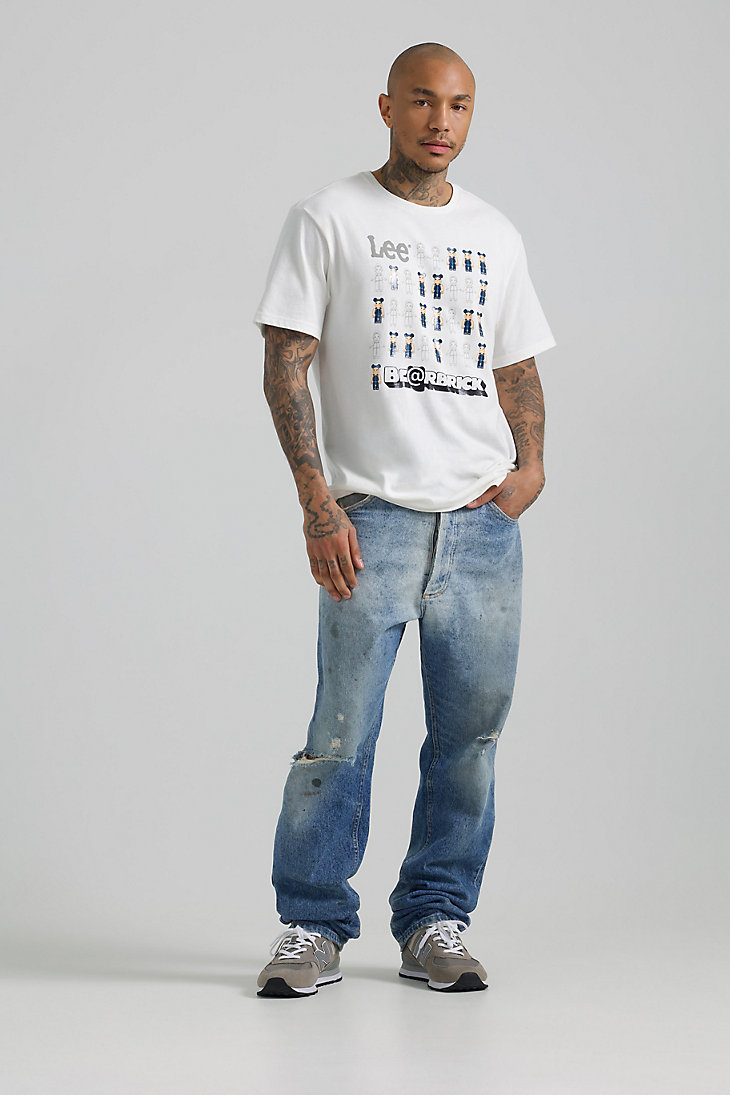 Men's Lee x BE@RBRICK Buddy Lee Line Up Relaxed Fit Tee in Marshmallow alternative view