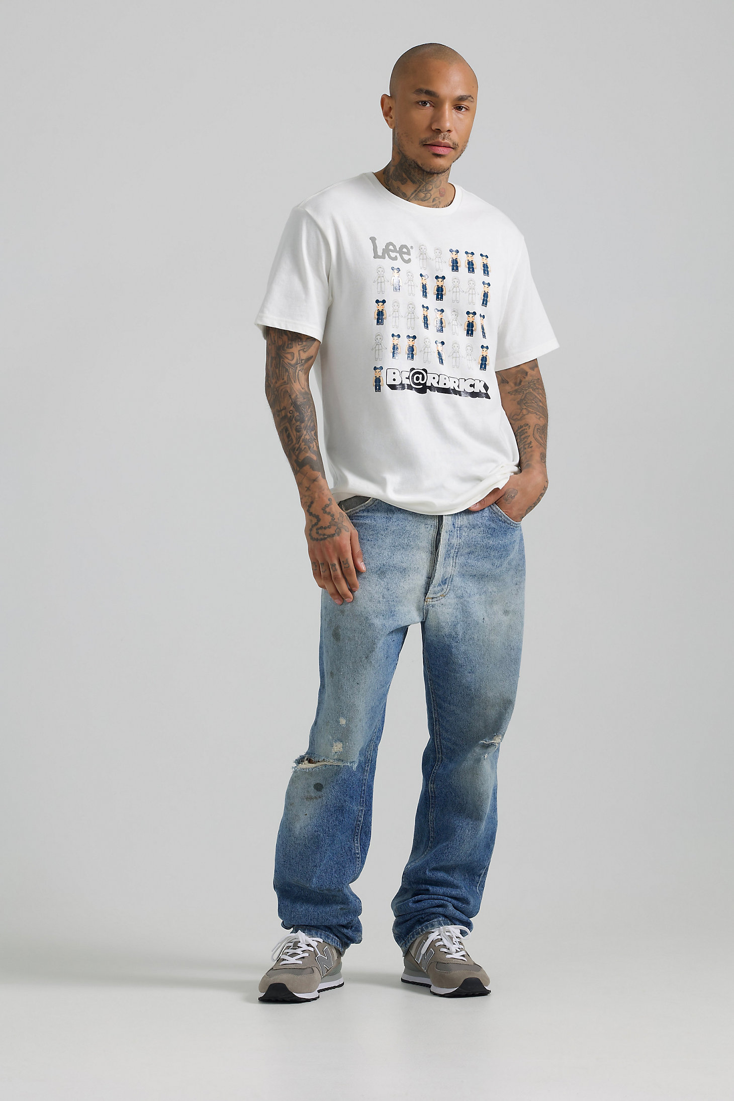 Men's Lee x BE@RBRICK Buddy Lee Line Up Relaxed Fit Tee in Marshmallow alternative view 1