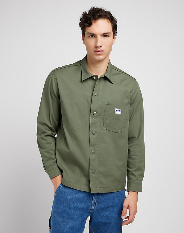 Short Sleeve Worker Shirt in Olive Grove