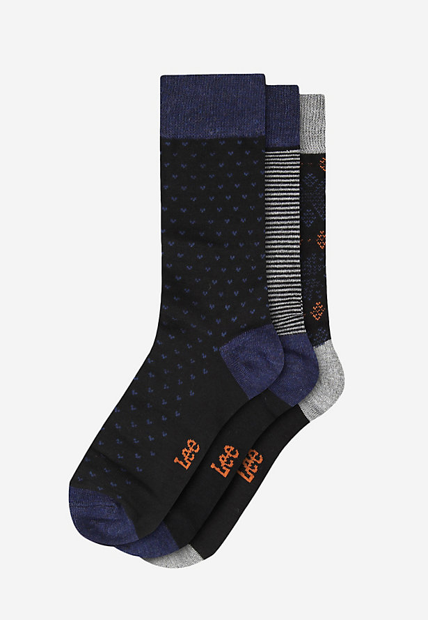 3-Pack Gift Socks in Marl, Fairisle & Royal Teal