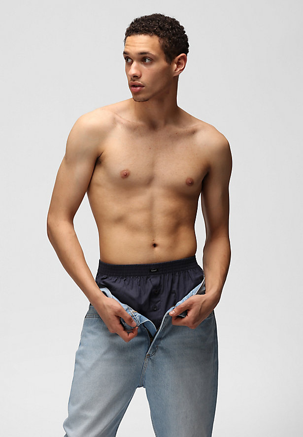 2-Pack Woven Boxers in Blue & Dark Blue