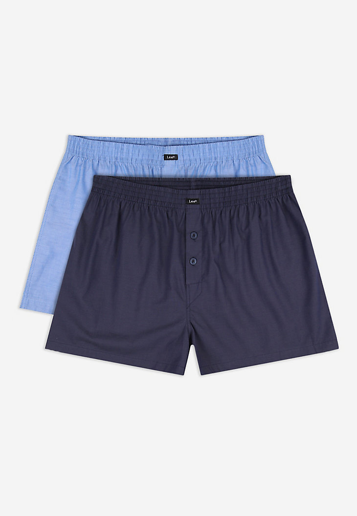 2-Pack Woven Boxers in Blue & Dark Blue alternative view 3