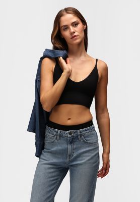 Strappy Rib Bralette in Black