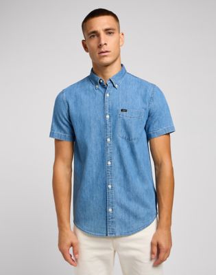 Short Sleeve Button Down Shirt in Shasta Blue