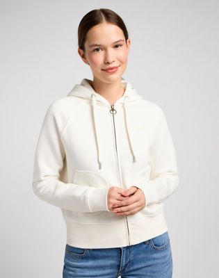 Zip Through Hoodie in Ecru