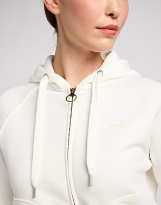 Zip Through Hoodie in Ecru alternative view 4