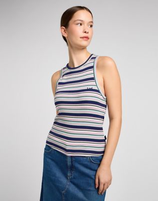 Ribbed Tank in Medieval Blue