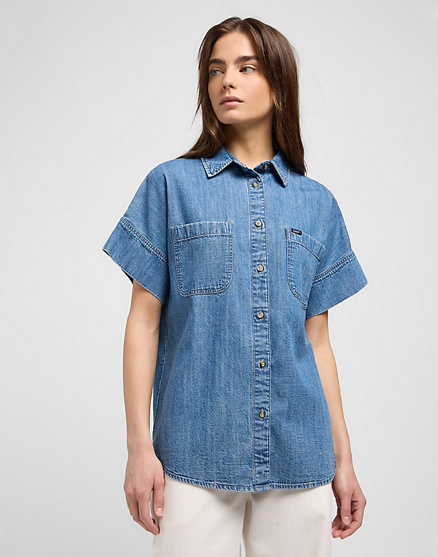 Short Sleeve Loose Utility Shirt in Gravity Waves