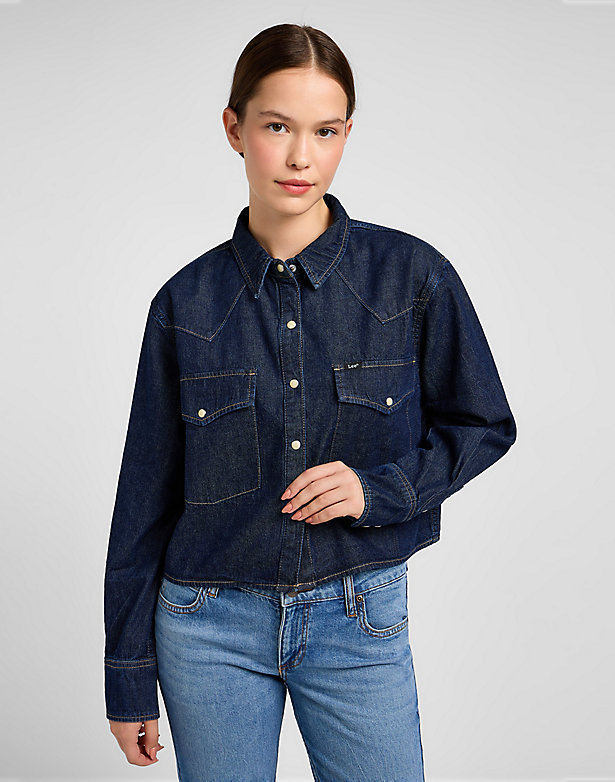 Cropped Western Shirt in Tree Sap