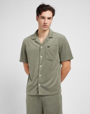 Knit Camp Shirt in Olive Grove