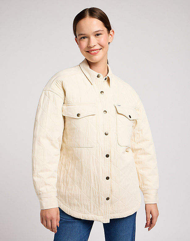 Quilted Overshirt in Ecru