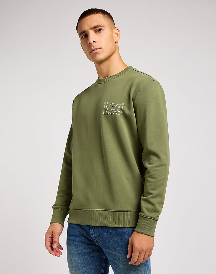 Wobbly Lee Sweatshirt in Olive Grove main view