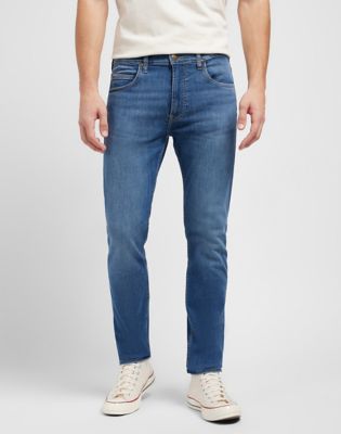 Lee Rider Slim Fit Denim Jeans, Mid Stone at John Lewis & Partners