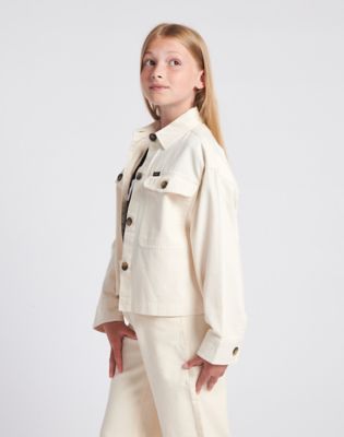 Twill Service Overshirt in Pearled Ivory alternative view 3